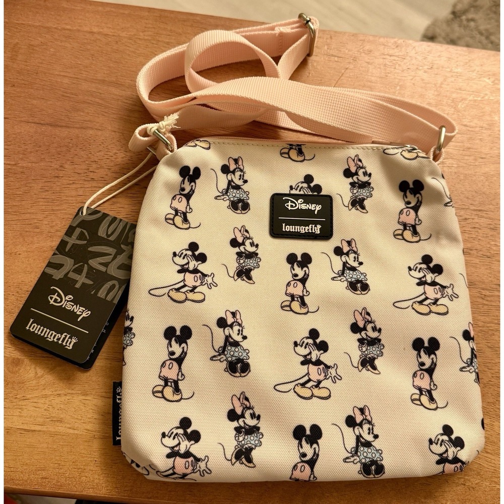 Loungefly‎ Disney Mickey and Minnie Double Zip Crossbody Bag NWT Exclusive